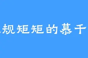 规规矩矩的慕千汐