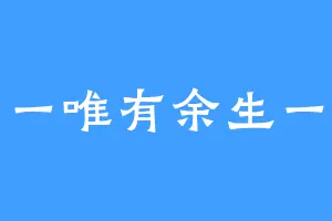 一唯有余生一