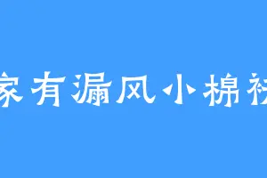 家有漏风小棉袄