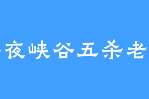 半夜峡谷五杀老奶